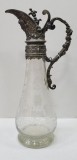 Carafa din sticla si montura argintata, decorata in maniera historista, Germania, Sfarsit de Secol XIX