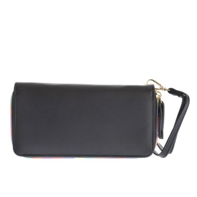 Portofel cu doua compartimente cu fermoare multicolore foto