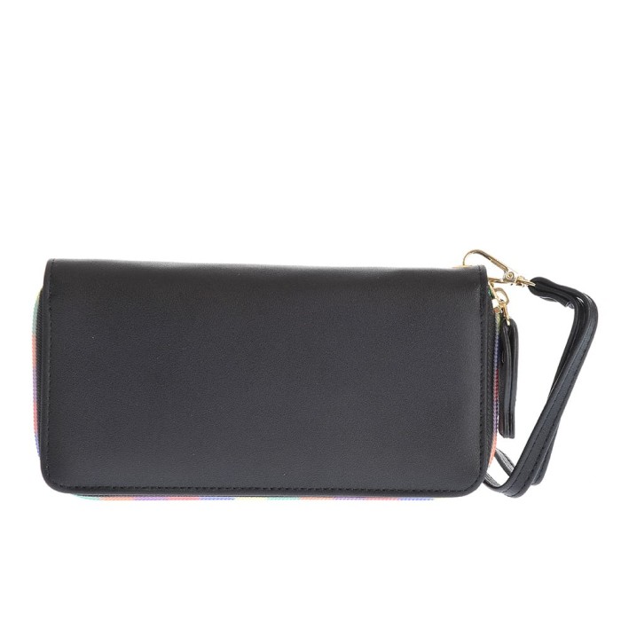 Portofel cu doua compartimente cu fermoare multicolore