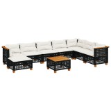 Cumpara ieftin Set mobilier de gradina cu perne, 9 piese, negru, poliratan