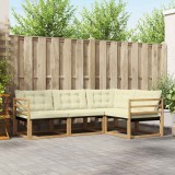 vidaXL Set de canapele de exterior cu pernă 4 pcs Alb și crem 3388624