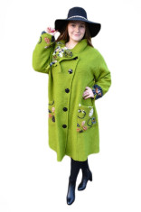 Jacheta fashion tip pardesiu, nuanta de verde cu guler deosebit foto