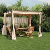 VidaXL Pavilion cu draperii, crem, 3 x 3 m, oțel