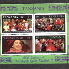 TANZANIA 1987 - FAMILIA REGALA. REGINA ELISABETA, colita nestampilata, C47