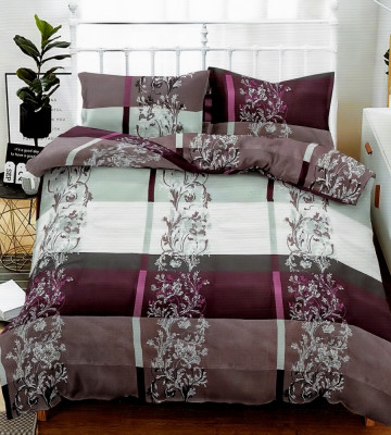 Lenjerie de pat pentru o persoana cu husa elastic pat si fata perna dreptunghiulara, Relax, bumbac mercerizat, multicolor foto