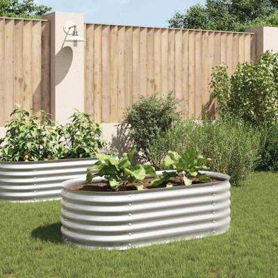 vidaXL Strat &amp;icirc;nălțat de grădină argintiu 160x80x44 cm oțel galvanizat 45519 foto