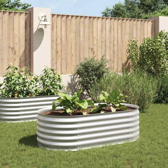 vidaXL Strat &icirc;nălțat de grădină argintiu 160x80x44 cm oțel galvanizat 45519