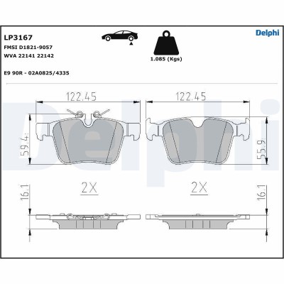 DELPHI LP3167 set placute frana,frana disc foto