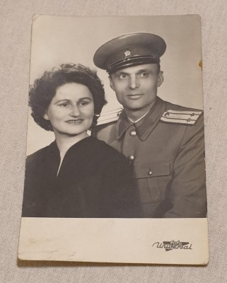 Poza veche de colectie cu dedicatie Fotografie ofiter Securitate RPR Lt. Colonel foto
