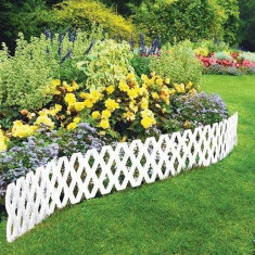 Pachet 4 buc Bordura Gardulet Decorativ Plastic pentru Gazon sau Flori, Dimensiuni 240x22cm, Alb foto