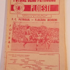 Program meci fotbal PETROLUL PLOIESTI - FLACARA MORENI (23.08.1981)