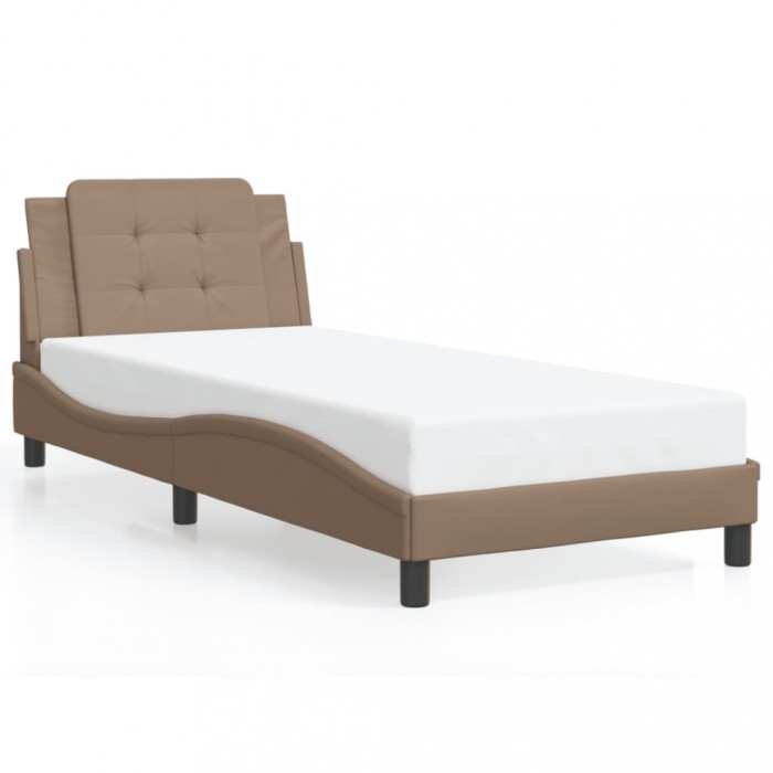 vidaXL Cadru de pat fără saltea, Zadar, cappuccino, 90x200 cm, piele ecologică 3208160