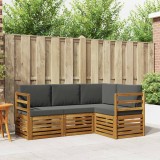 vidaXL Seturi de canapele cu pernă 4 pcs Natural și Antracit 3374712