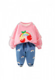 Compleu Cute Bear Bluza si Blugi, Fete, 2 Ani, 3 Ani, 4 Ani, Roz