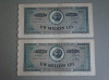 2 Bancnote 1000000 lei 1947 aUNC ROMANIA - Serii Consecutive