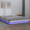 Cadru de pat cu LED, dublu, alb, 135x190 cm, lemn masiv GartenMobel Dekor, vidaXL