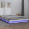 vidaXL Cadru de pat Double 4FT6 cu LED, 135x190 cm, lemn masiv