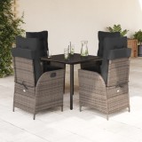 Cumpara ieftin Set mobilier de grădină cu perne, 5 piese, gri, poliratan