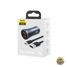 Incarcator Auto cu Cablu USB-C Baseus Golden Contactor Pro Dual 40W 3A 2 x USB-A Gri TZCCJD-A0G
