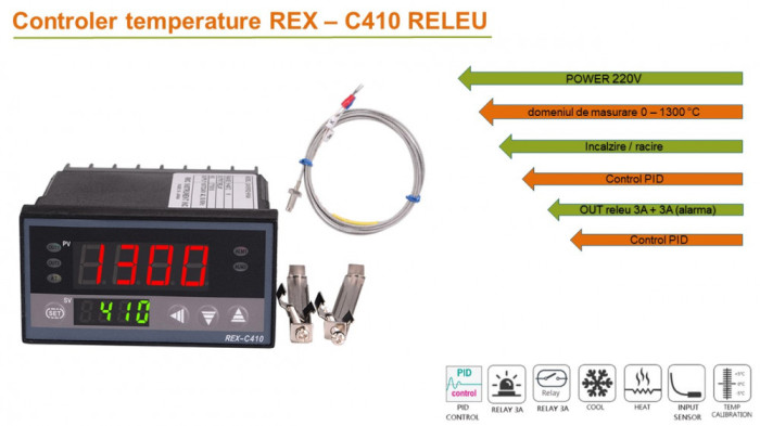 Termostat electronic Controler temperatura PID 0-400 REX-C410 MAN