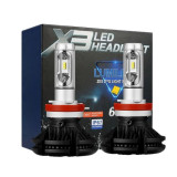 Cumpara ieftin Set 2 LED-uri Auto Techstar&reg; X3, H4, 25w, 3000 Lumeni, 3000K/6500K/8000K, AUTO, 12-24 Volti, ZES, Canbus, Miez Cupru, Radiator Aluminiu