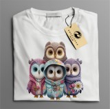 Tricou casual din bumbac 100% de barbati marimea XXL Owl City Bufnite de ploaie, 2XL, Multicolor, Oem