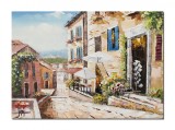 Cumpara ieftin Tablou peisaj citadin pictat manual, Tihna, 70x50cm ulei pe panza in cutit efect 3D