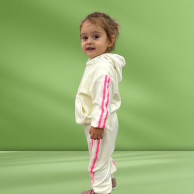 Trening ivoire din catifea pentru fetite - Dungi roz (Marime Disponibila: 9-12 foto