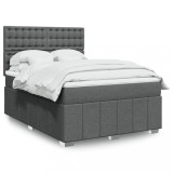 VidaXL Pat box spring cu saltea, gri &icirc;nchis, 140x190 cm, textil 3291678