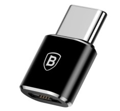ADAPTOR Baseus Mini Micro, USB Type-C (T) to Micro USB (M), corp metalic, negru &amp;quot;CAMOTG-01&amp;quot; (timbru verde 0.18 lei) - 6953156263529 foto