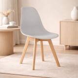 Scaun bucatarie/living, Artool, Kito, PP gri, picioare lemn natur, 46x54.5x80 cm