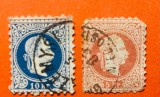 Imperiul Austro-Ungar 1890 Franz Joseph I 10kr Albastru și 5kr Roșu Lot 2 Valori Clasice Ștampilate - OREF1