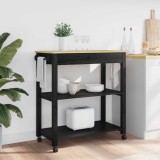 VidaXL Troler de Bucătărie Simplu Negru 88,5 x 40 x 48 cm 42027039