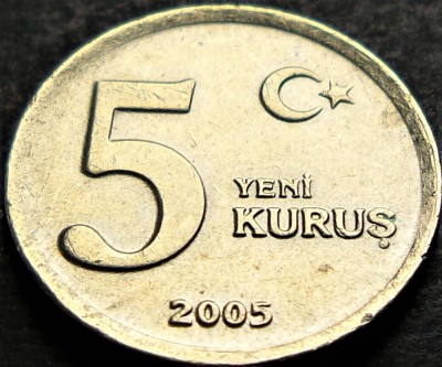 Moneda 5 KURUS - TURCIA, anul 2005 *cod 1852 = A.UNC foto