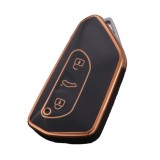 Husa cheie auto TPU pentru VW Golf 8 SmartKey, negru cu contur auriu