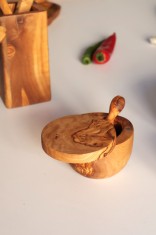 Recipient pentru condimente cu capac si magnet din lemn de măslin