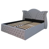 Pat Matrimonial Laura tapitat cu somiera rabatabila diverse dimensiuni, culoare Gri Deschis - 180x200
