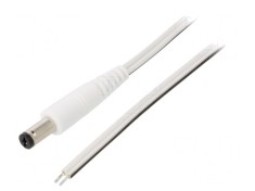 Cablu Alb 2x0,5mm2 DC 5,5/1,7 0,5m