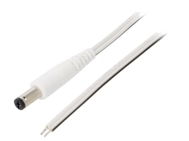 Cablu Alb 2x0,5mm2 DC 5,5/1,7 0,5m