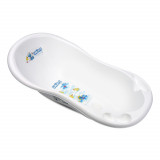 Cadita bebe, 100 cm, cu dop de scurgere si baza antialunecare, Strumfi White, Lorelli