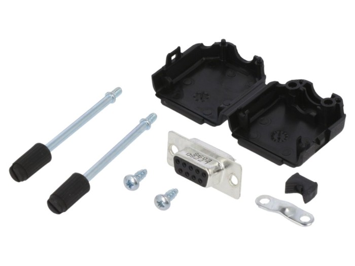 Conector D-Sub 9 pini mamă, lipire pe cablu