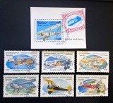 Cambodgia (1996) - Serie completă Timbre + Coliță "Avioane de Epocă / Avion Antique" (Obliterat / Ștampilat Phnom Penh) FN1