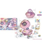 Set Joaca Iepuras Alb Spalare cu Cada si Casuta Scoica Roz - Plastic, +3 ani, Accesorii Baie