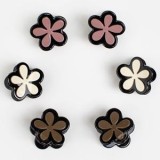 Clame de păr cu floare, 6 buc, 3 cm, negru lucios, CMCLASS