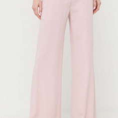 Victoria Beckham pantaloni femei, culoarea roz, lat, medium waist