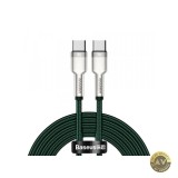 Cablu Date si Incarcare USB-C - USB-C Baseus Cafule Metal Series 100W 2m Verde CATJK-D06
