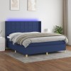 VidaXL Pat cu arcuri, saltea și LED, albastru, 180x200 cm, textil 3138899