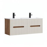 Cumpara ieftin Trent 120 dulap de baie inferior cu chiuvetă ceramică (4 sertare) sunset oak-white