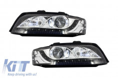 Faruri LED DRL AUDI A4 B6 8E (2001-2004) XENON Negru (RHD) foto