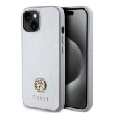 Husa pentru iPhone 15 / iPhone 14 / iPhone 13 - Strass Metal Logo (GUHCP15SPS4DGPS) - Silver, Guess